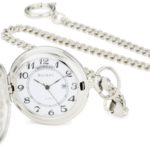 Bucasi Easy to Read Numbers Silver Tone Chain Pocket Watch
