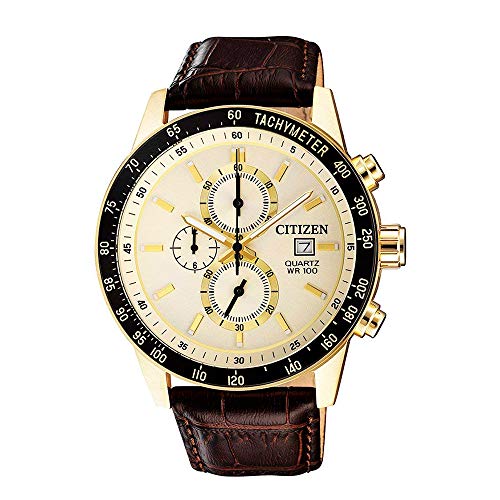 Citizen Stainless Steel Watch, Round Gold Dial, Stainless Steel Case