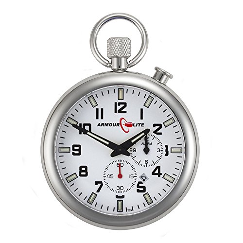 White Dial Alarm Clock Tritium Pocket Watch by Armourlite