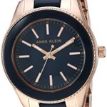Anne Klein Women's Rose Gold-Tone and Navy Blue Resin Bracelet Watch