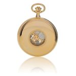 Oxford Half Hunter Pocket Watch with Arabic Numerals Skeleton Dial - Gold