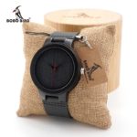 BOBO BIRD Men's Ebony Wood Design Watches With Real Leather Quartz Watch
