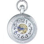 OGLE Waterproof Magnifier Skeleton Pocket Watch (Silver White)