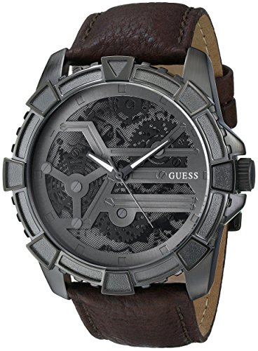 GUESS Men's Dynamic Brown Leather Watch