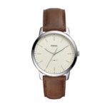 Fossil Men's The The Minimalist 3H Stainless Steel Analog-Quartz Watch with Leather Calfskin Strap, Brown, 22 (Model: FS5439