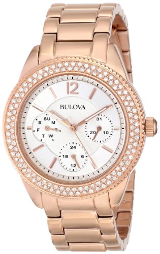 Bulova Women's Swarovski Crystal Rose Gold Tone Watch