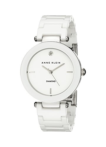 Anne Klein Women's Diamond-Accented Watch with Ceramic Bracelet