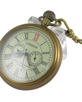 Vintage Pocket Watch for Men - Hand-Wind Mechanical with Second & 24 Hour Sub-dials, Full Copper Body and Elegant Gift Box.