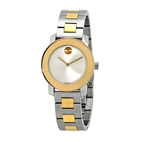 Movado Bold Silver-Tone Sunray Dial Ladies Two-Tone Watch