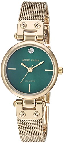 Anne Klein Women's Diamond-Accented Gold-Tone Mesh Bracelet Watch