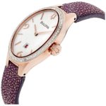Bulova Diamond White Dial Leather Strap Ladies Watch 98R198