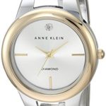 Anne Klein Women's Diamond-Accented Dial Two-Tone Open Bangle Watch