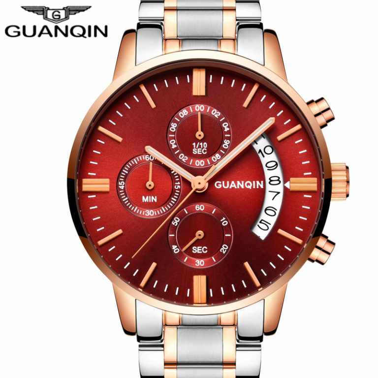GUANQIN Luxury Watch Fashion Stainless Steel Watch for Man Waterproof Sapphire Luminous hands Mens Quartz Analog Wrist Watch GUANQIN Luxury Watch Fashion Stainless Steel Watch for Man