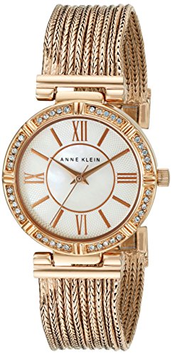 Anne Klein Women's Swarovski Crystal Accented Rose Gold-Tone Bracelet Watch