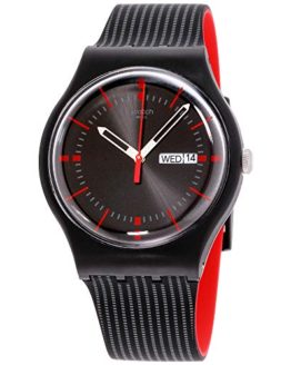 Swatch Unisex Originals Black Watch with Patterned Band