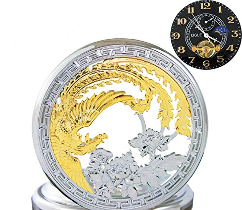 Ogle Waterproof Gold Phoenix Mechanical Pocket Watch