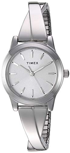 Timex Women's Stretch Bangle Crisscross Silver-Tone Expansion Band Watch