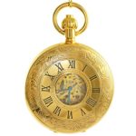 OGLE Vintage Roman Gold Copper Double Open Cover Mechanical Pocket Watch