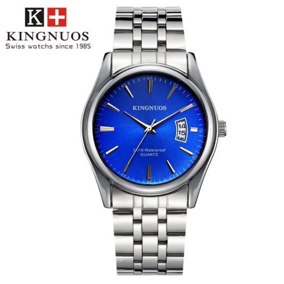 Kingnuos Tops Luxury Brand Men Full Stainless Steel Business Watches