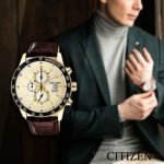 Citizen Stainless Steel Watch, Round Gold Dial, Stainless Steel Case