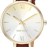 Nine West Women's Gold-Tone and Brown Strap Watch