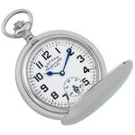 Gotham Men's Silver-Tone Railroad Dial Double Hunter Pocket Watch