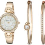 Anne Klein Women's Swarovski Crystal-Accented Gold-Tone Bangle Watch