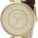 Anne Klein Women's Gold-Tone and Brown Leather Strap Watch
