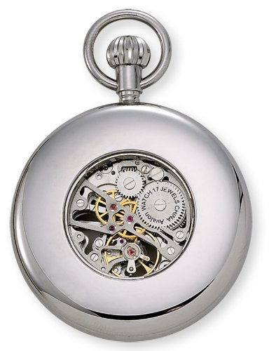 Avalon 17 Jewel Mechanical Skeleton Silver-tone Pocket Watch