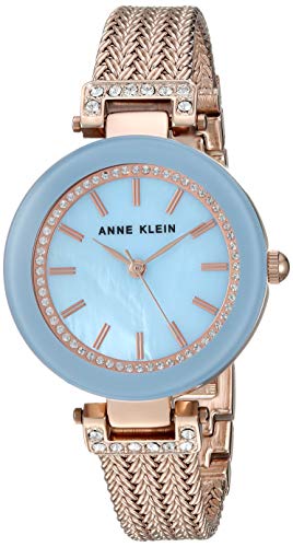 Anne Klein Women's Swarovski Accented Rose Gold-Tone Mesh Bracelet Watch