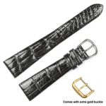 Genuine Alligator Watch Band (Silver & Gold Buckle)