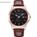 Mens Watches Luxury Hannah Martin Leather Strap Casual Quartz Watch