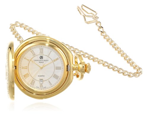 Charles-Hubert, Paris Gold-Plated Hunter Case Quartz Pocket Watch