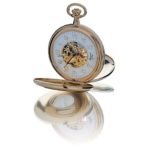 Oxford Half Hunter Pocket Watch with Arabic Numerals Skeleton Dial - Gold