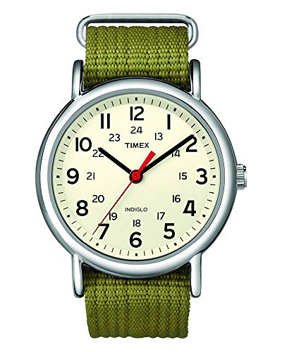 Timex Unisex Weekender Olive Nylon Slip-Thru Strap Watch