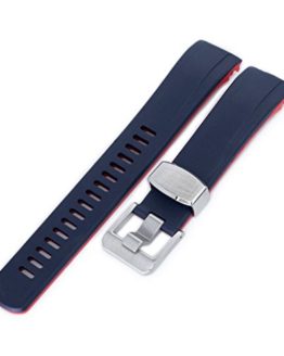 22mm Crafter Blue Rubber Watch Band, Color Blue & Red