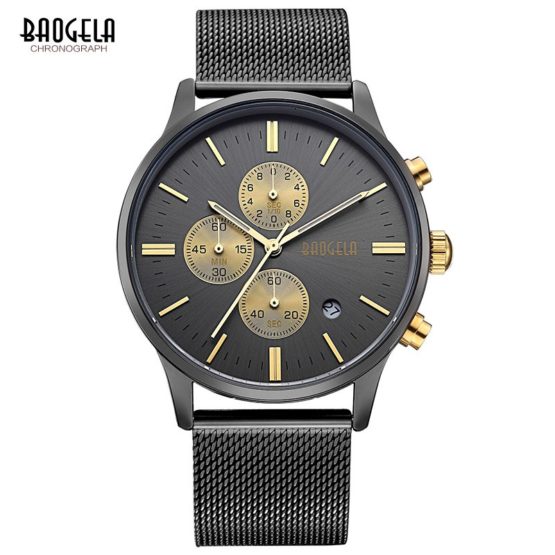 Baogela Mens Chronograph Lulminous hands Quartz Wrist Watches
