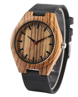 New Arrival Creative Fashion Gift Genuine Leather Band Wood Women Men Watch