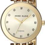 Anne Klein Women's Diamond-Accented Gold-Tone Bracelet Watch
