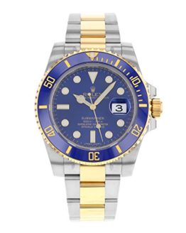 Rolex Submariner Stainless Steel Yellow Gold Watch Blue Ceramic Watch