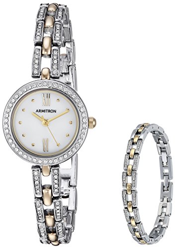 Armitron Women's Swarovski Crystal Accented Two-Tone Watch and Bracelet Set