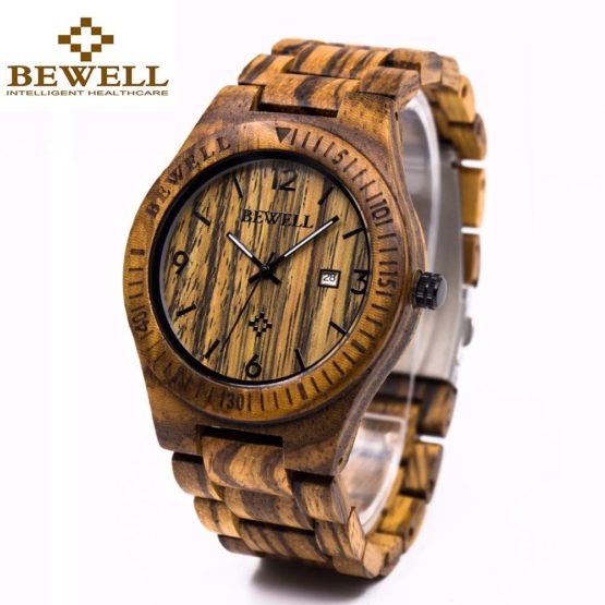 Casual BEWELL Wooden Watch For Men's Luminous Quartz Wrist Watches