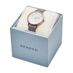 Skagen Women's Stainless Steel & Leather Watch with Sparkling Dial – Elegant & Water-Resistant Timepiece for Any Occasion