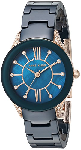 Anne Klein Women's Swarovski Crystal Accented Navy Blue Ceramic Bracelet Watch