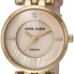 Anne Klein Women's Diamond-Accented Gold-Tone and Pink Leather Watch