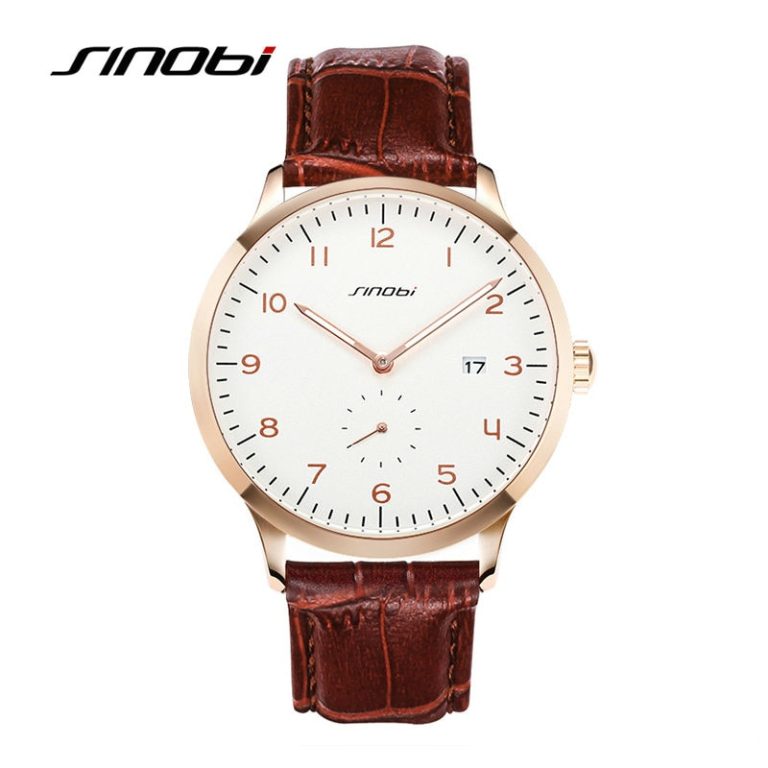 SINOBI Classic Men's Wrist Watches Leather Watchband