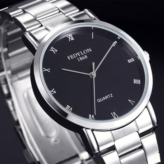 Fedylon Quartz Watch Men Top Brand Luxury Stainless Steel Business Watches