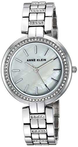 Anne Klein Women's Swarovski Crystal Accented Silver-Tone Bracelet Watch