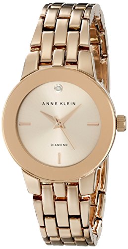 Anne Klein Women's Diamond-Accented Dial Rose Gold-Tone Bracelet Watch