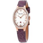 Bulova Diamond White Dial Leather Strap Ladies Watch 98R198
